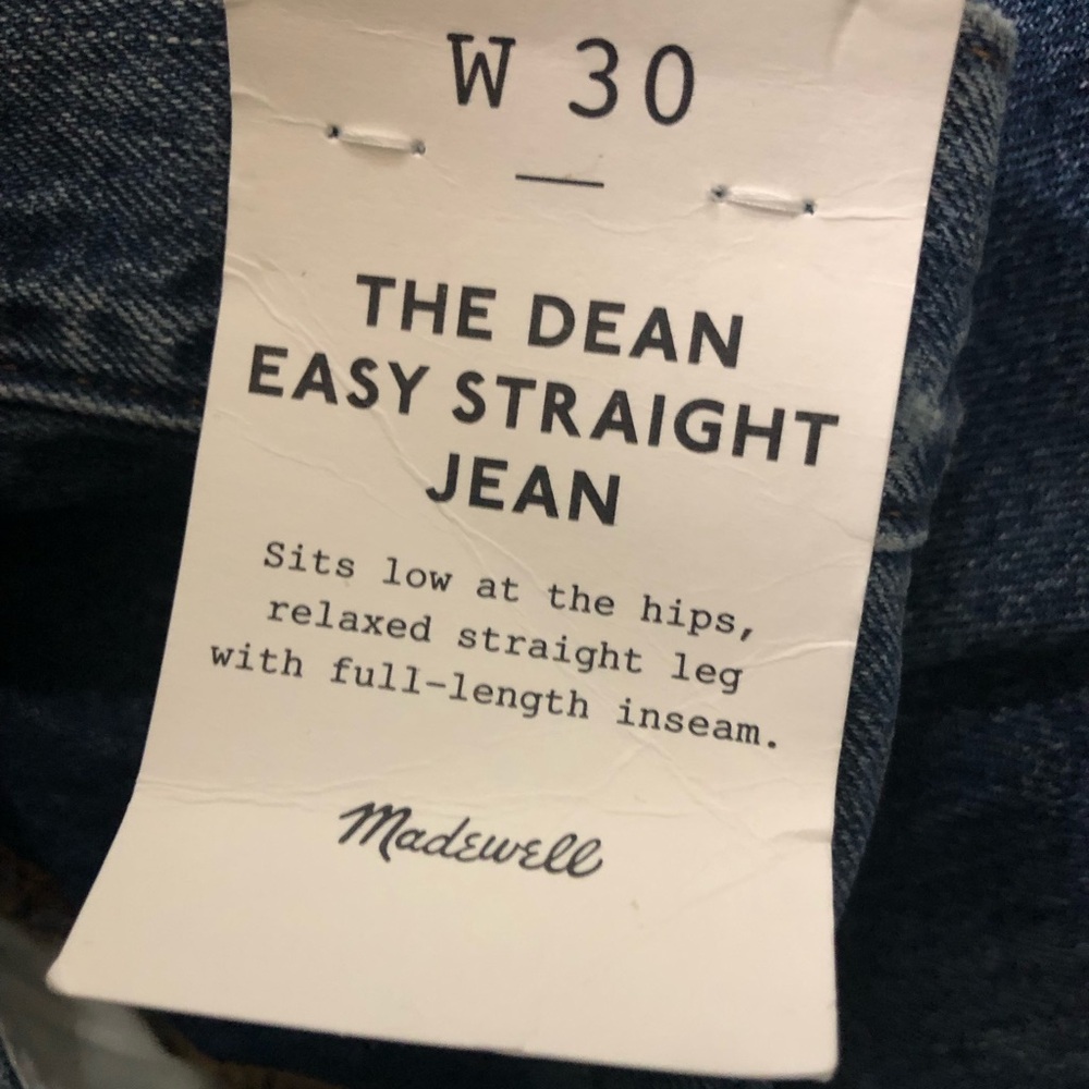Madewell The Dean Easy Straight shibori wash Rigid Jeans size 30 brand new - Picture 17 of 17